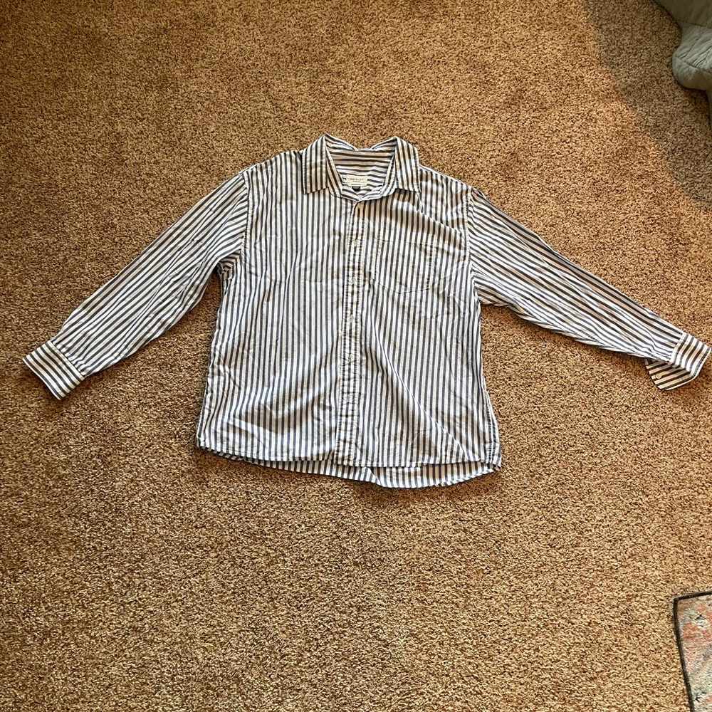 American Eagle Outfitters Blue and White Striped Shirt